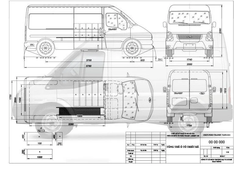 Ford Transit Tải Van 6 Chỗ 945Kg